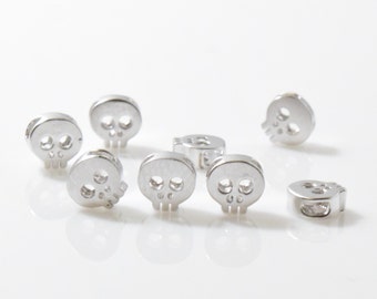 Steampunk Goth Rock and Roll 2 Solid Brass Skull Beads Silver Plated Steampunk Goth Rock and Roll 2 Solid Brass Skull Beads Silver Plated