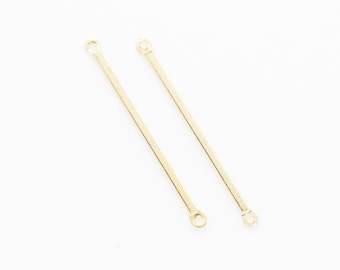 Bar Brass Connector (Large) . Bar Brass Pendant . Stick Pendant . Stick Connector . 16K Polished Gold Plated over Brass - 10pcs / JM0020-PG