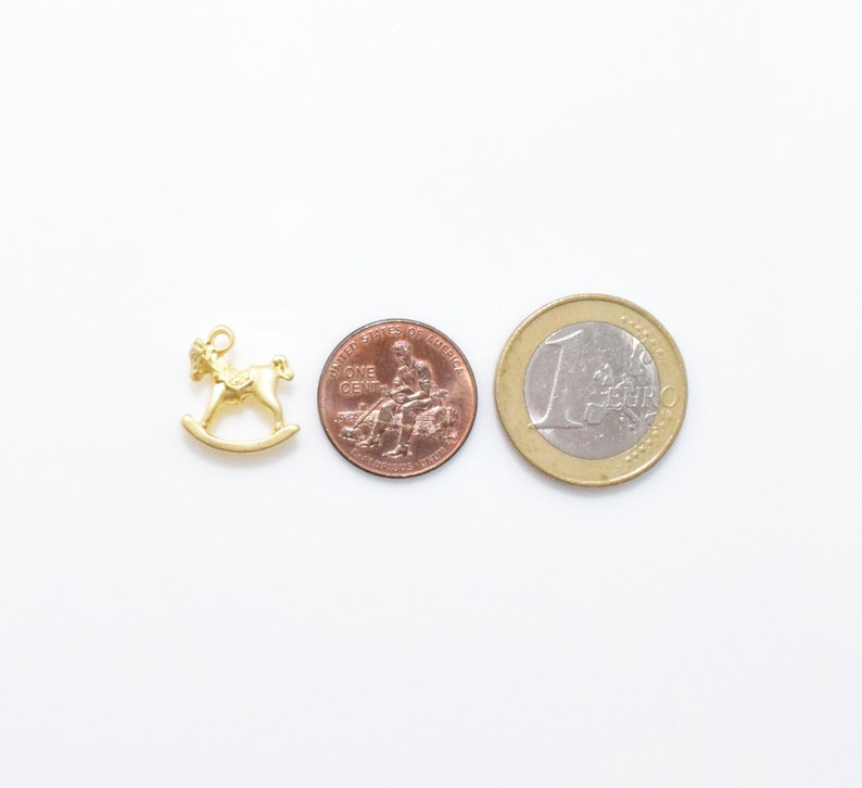 4pcs RG0013-MG Hobby Horse Pendant 16K Matte Gold Plated over Brass Rocking Horse Pendant Wooden Horse Charm
