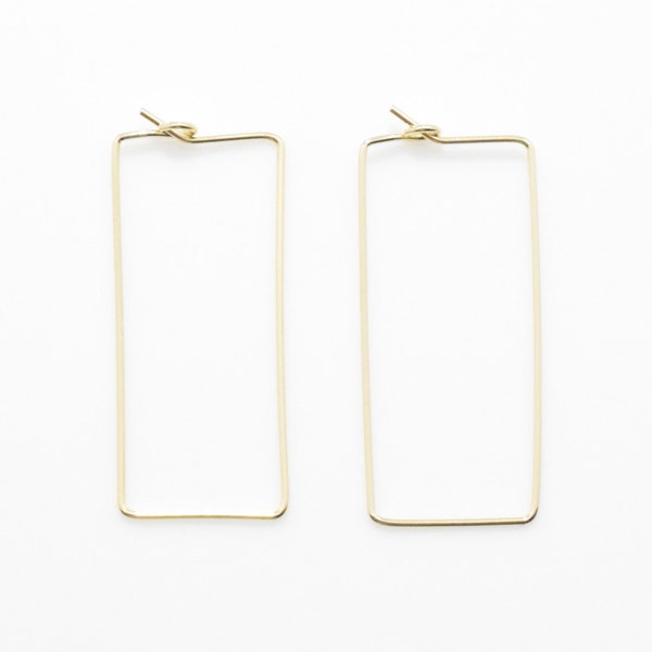 Rectangle Hook Earring . Rectangle Hook . Rectangle Earring . Ear Wires . 16K Polished Gold Plated over Brass - 4pcs / YO0010-PG