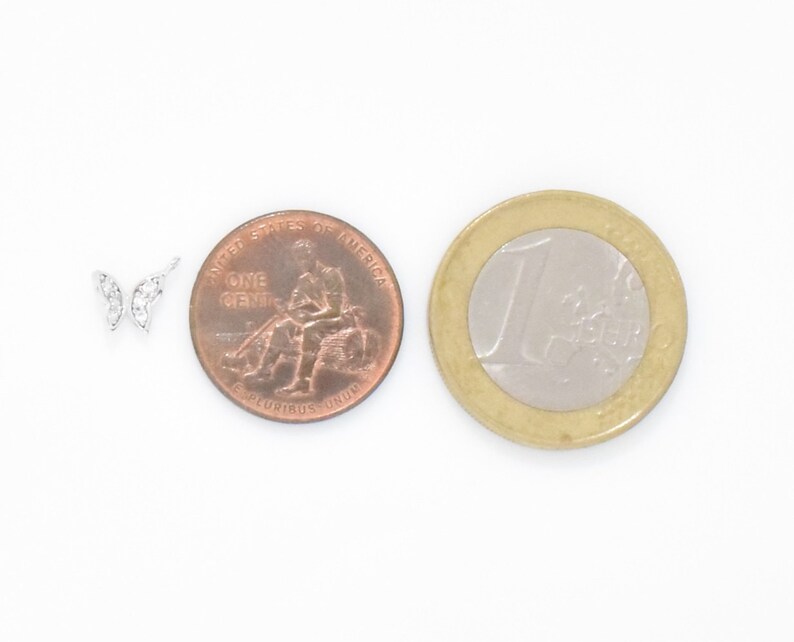 Cubic Butterfly Pendant Wedding Jewelry 2pcs UT0008-PR Polished Rhodium Plated over Brass Cubic Zirconia Tiny Butterfly Pendant