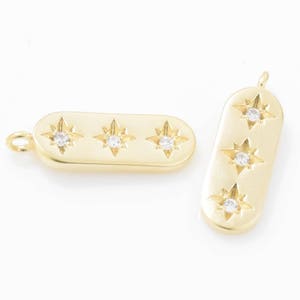 Cubic Star Pendant . Cubic Star Charm . Cubic Star Beads . Flat Star Pendant . 16K Matte Gold Plated over Brass - 2pcs / IA0208-MG