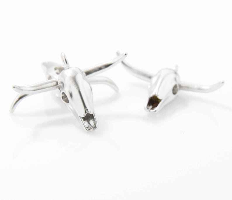Buffalo Head Pendant 2pcs IA0070-MR Buffalo Head Beads Matte Rhodium Plated over Brass Buffalo Head Charm