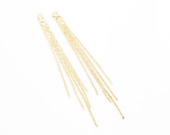 Gold Metal Tassel . Gold Chain Tassel . Brass Tassel . Wedding Jewelry . 16K Polished Gold Plated over Brass - 2pcs / HG0001-PG