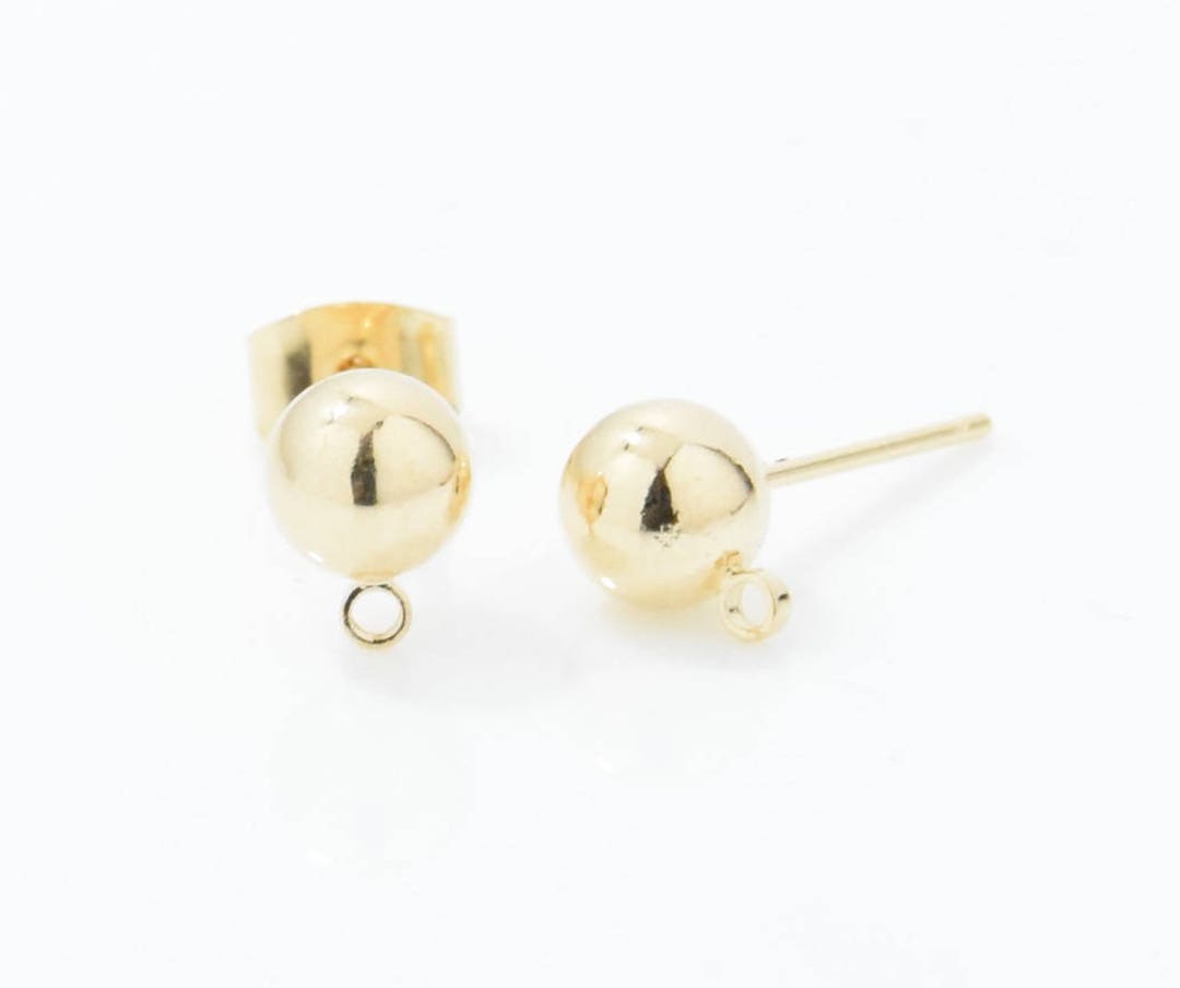 6MM Ball Post Earring large . Ball Brass Earring . Basic Etsy