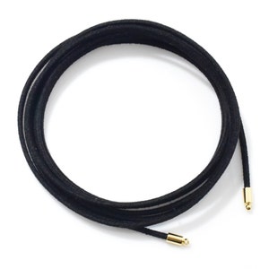 Black Chamois Necklace String . Choker String . Leather String . 16K Polished Gold Plated over Brass Cap - 1pcs / UT0047-PGJT