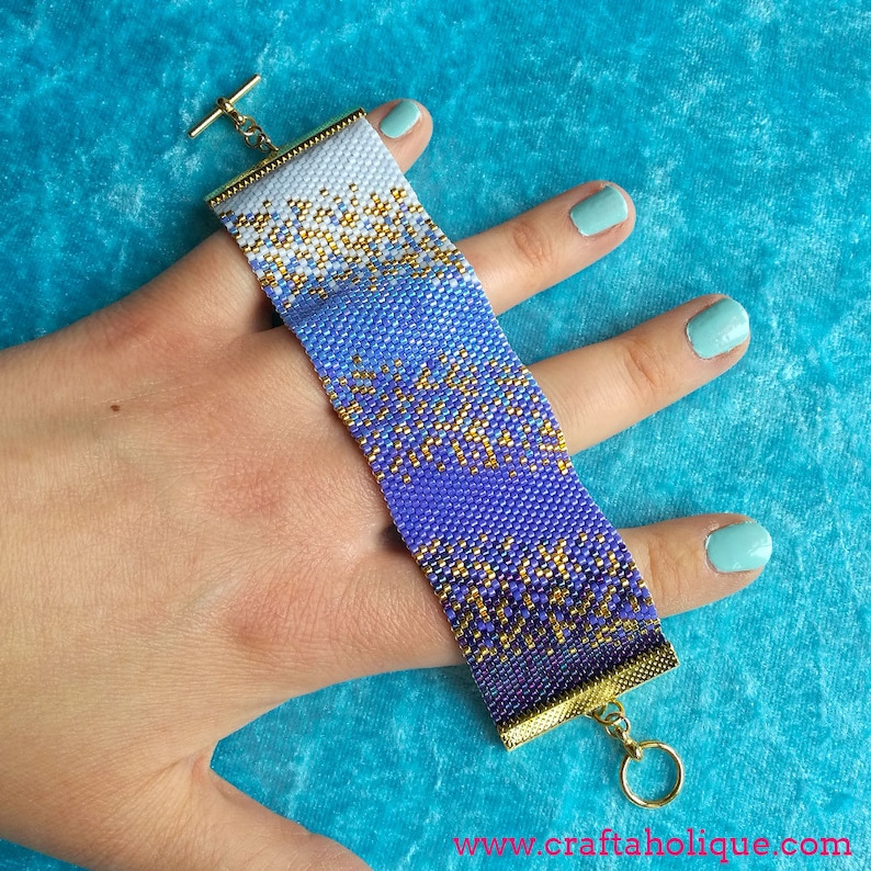 Peyote Bracelet Pattern Ocean Haze. Flat Even Count Peyote