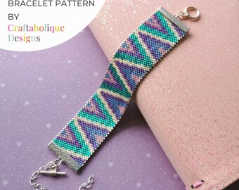 Jagged | Peyote Stitch Pattern, Beaded Bracelet Pattern, Even Count Flat Peyote for Miyuki Delicas