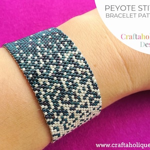 Peyote Bracelet Pattern, Flat Even Count Peyote Stitch Pattern for Miyuki Delicas, Beaded Bracelet Pattern