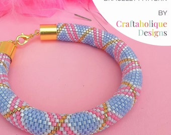 Pastel Swirls Tubular Peyote Pattern, Beaded Bracelet Pattern, Even Count Tubular Peyote, Miyuki Pattern, Delica Pattern, Beading Pattern.