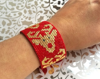 Rudolph Reindeer Peyote Cuff Bracelet Pattern - Peyote Christmas Beading Pattern - Odd Count Peyote