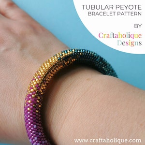 Colour Fusion Tubular Peyote Pattern, Beaded Bracelet Pattern, Even Count Tubular Peyote, Miyuki Pattern, Delica Pattern, Beading Pattern.