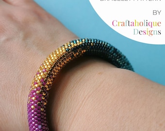 Colour Fusion Tubular Peyote Bracelet Pattern, Miyuki Delica (PDF Pattern)