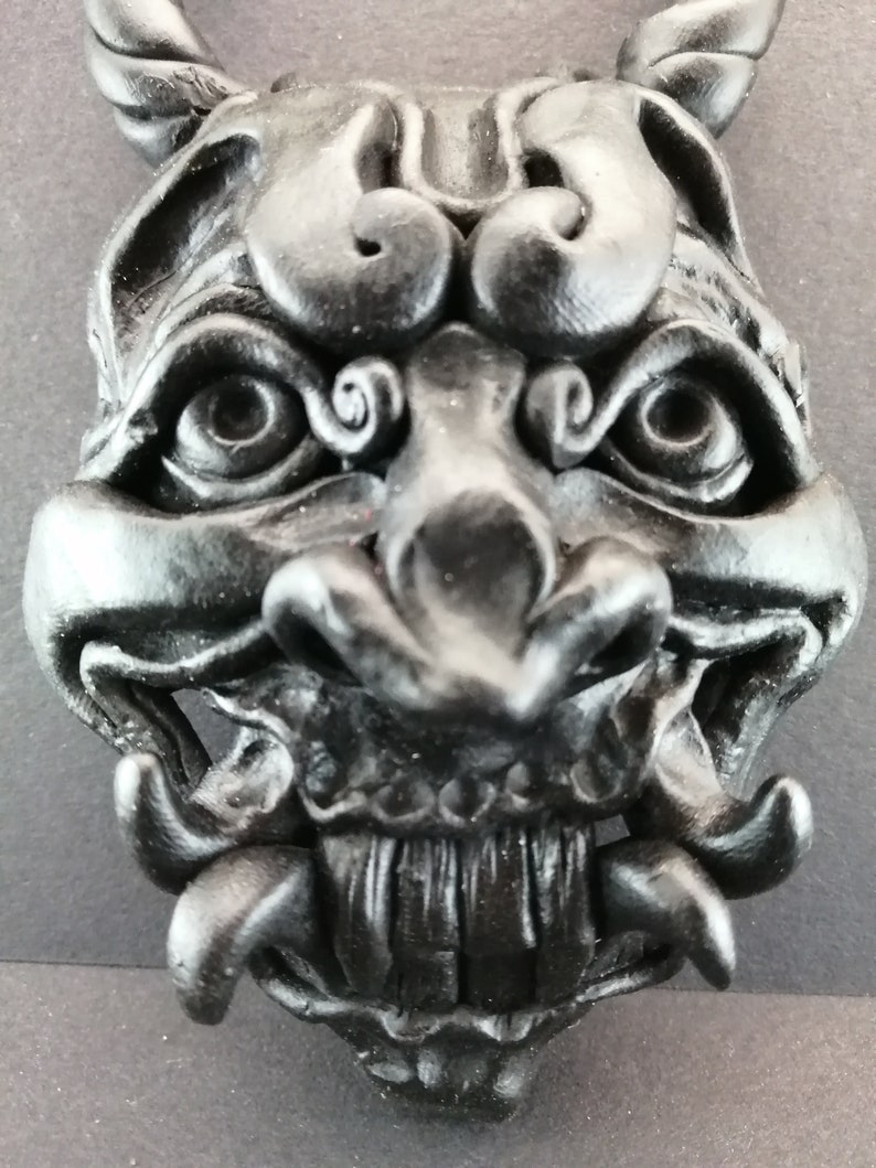 Blackest Black Oni Mask Wall Decoration Etsy