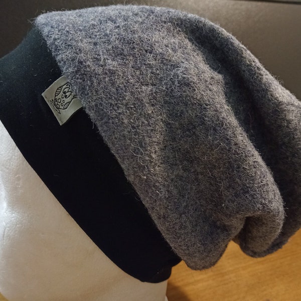 Walkmütze Walk Beanie Damen, Männer & Kinder "schniesel.Grau schwarz Walk Beanie" Wollwalkmütze Mütze