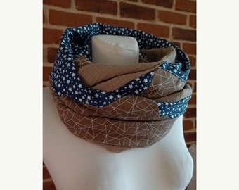 Schniesel loop scarf "sniffled. Sternly Blue Brown Schnieselloop" Women's loop with asterisks in blue and brown