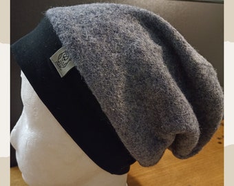 Walkmütze Walk Beanie Damen, Männer & Kinder "schniesel.Grau schwarz Walk Beanie" Wollwalkmütze Mütze