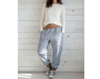 Schniesel Damen Jeanshose Pumphose "schniesel.Jeans Streifen Blau Rehbraun Baumwollpumphose" Jeans Pumphosenschnitt Gr. 34-46