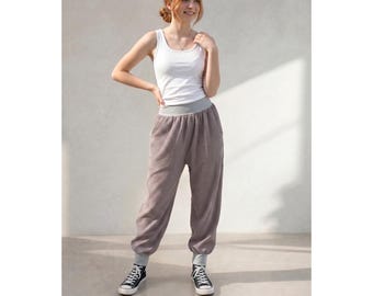 Schniesel Damen Cordhose Haremshose " Grau Breitcord Schlawinerbaumwollhose" Grauer Cord im Haremshosenschnitt