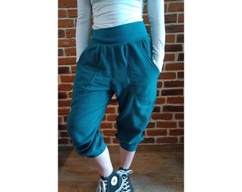 Schniesel muslin pump pants for women "schniesel.Petrol muslin pump pants" muslin pants in petrol Gr. 34-46 blue muslin