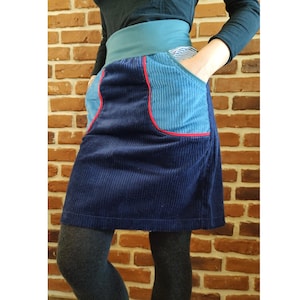 Corduroy skirt wide corduroy fabric &quot; schniesel.Dark blue blue striped corduroy skirt&quot; corduroy skirt for women size 34-46