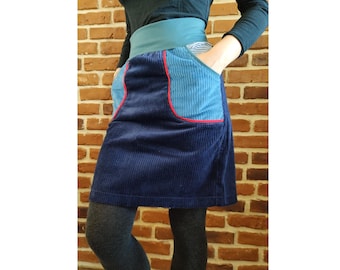 Corduroy skirt wide corduroy fabric " schniesel.Dark blue blue striped corduroy skirt" corduroy skirt for women size 34-46