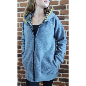 Walk jacket for women "schniesel.Gray Easy Walkjacke" with pointed hood size 34-46 wool walk jacket gray