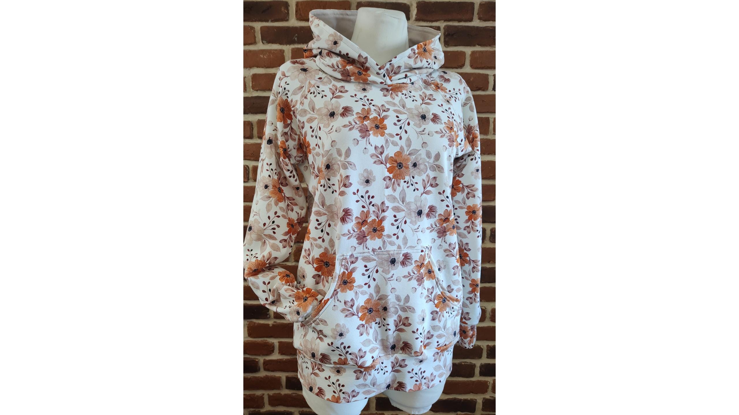 Schniesel Hoodie Beige Blumen Pulli
