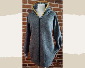 Whale jacket for women "schniffel. Grey Easy Walker" with pointed hood size 34-46 Wool Walk Jacket grey