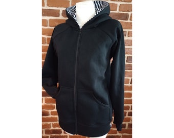 Women's sweat jacket "sniffy. Blacki striped sweat jacket" size 34-46 jacket in black, black hooded jacket