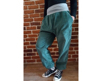 Schniesel ladies corduroy pants harem pants "schniesel.Khaki broad cord cotton pants" green khaki corduroy in harem pants cut 34-46