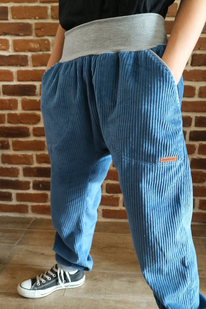 Schniesel women's corduroy trousers harem trousers denim blue wide corduroy cotton trousers blue corduroy in harem trousers cut image 3