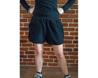 Schniesel Shorts Musselinshorts " schniesel.Schwarz Musselin Shorts " Gr. 34-46 schwarz - kurze Hose aus Musselin