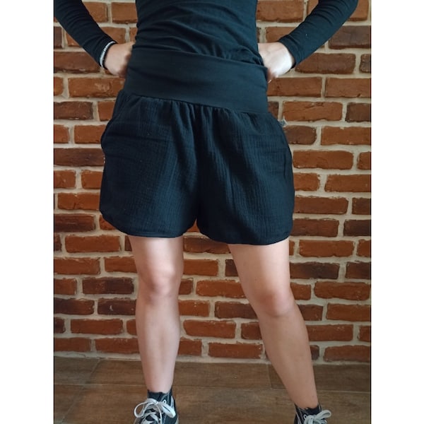 Schniesel Shorts Musselinshorts " schniesel.Schwarz Musselin Shorts " Gr. 34-46 schwarz - kurze Hose aus Musselin