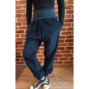 Schniesel women's corduroy trousers harem trousers "dark blue wide corduroy cotton trousers" blue corduroy in harem trousers cut dark blue size. 34-46