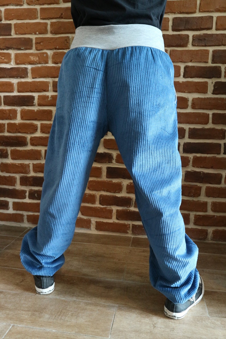 Schniesel women's corduroy trousers harem trousers denim blue wide corduroy cotton trousers blue corduroy in harem trousers cut image 6