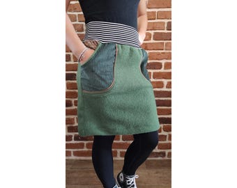 Walk skirt Walk fabric " schniesel.Green Cord fawn Walk skirt " Cord wool skirt size 34-46