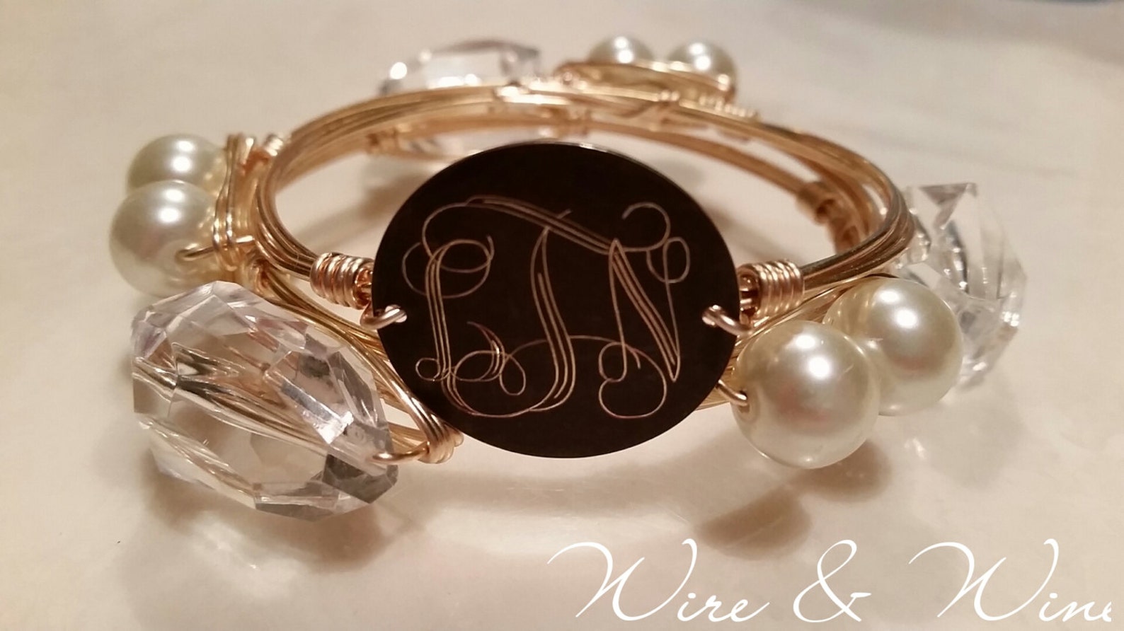 Monogram Wire Bracelet Made by Wire and Wine Bracelets in Gold Etsy