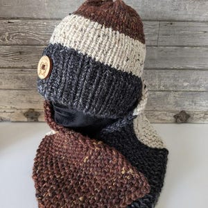 Toque -Rustic Anick Hand Knitted Hat for man- Chunky -Winter hat- Made in Quebec