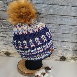 Tuque (Bonnet) Rustic Anick Hand Knitted for adult or child - Chunky -Winter hat- Made in Quebec