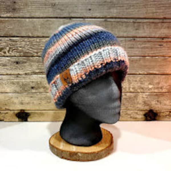 Tuque Bonnet  - Rustic Anick Tricotée à La Main-Chunky -Chapeau d'hiver- Fabriqué au Québec