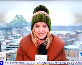 Tuque -Bonnet Rustic Anick Tricotée à La Main  pour adulte- Chunky -Chapeau d'hiver- Fabriqué au Québec