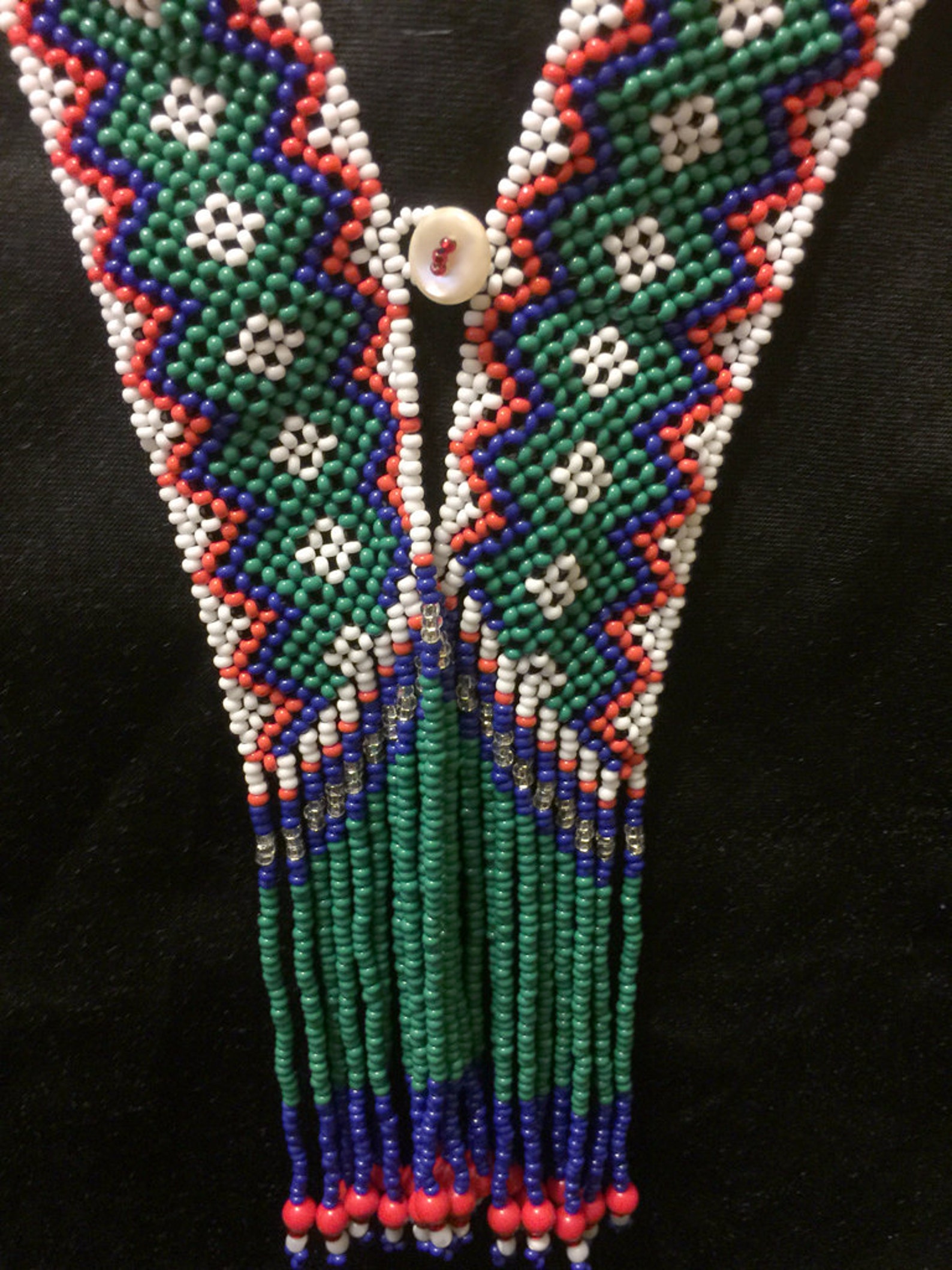 Bagobo Tribal Necklace front Closure Right Angle Weave Philippines - Etsy