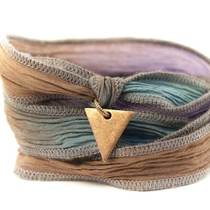 Triangle Geometric Jewelry, Silk Wrap Bracelet, Inspirational Jewelry, Handmade in America, Boho Festival Jewelry -