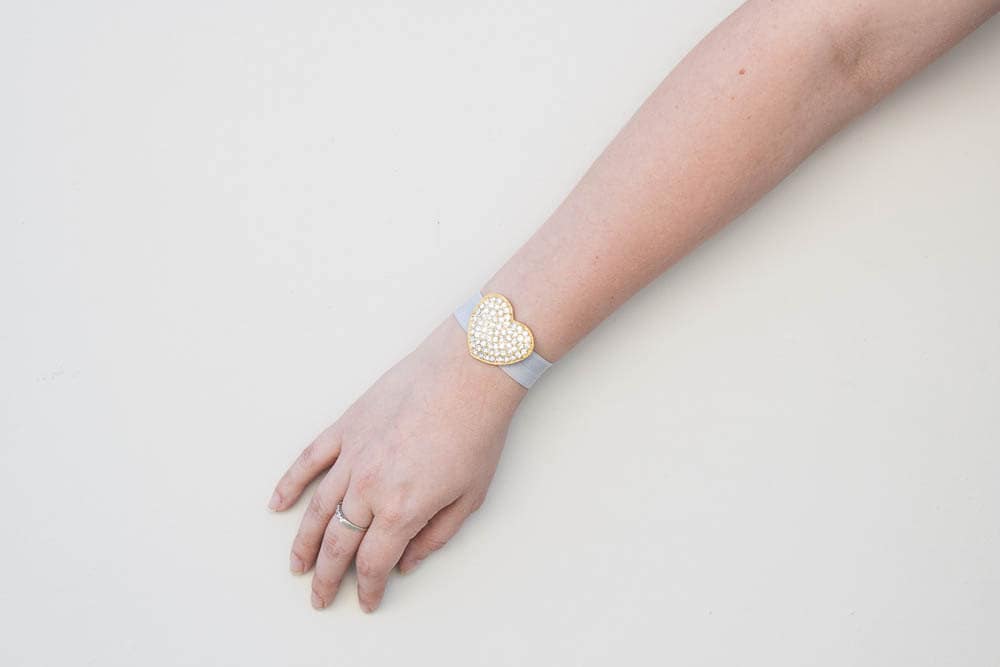 Large Gold Heart Hair Tie Set - 3 Rhinestone and Elastic  display picture 2