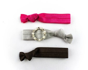 Hårbandset med pärlkrans - 3 hårband med strass och elastik som även fungerar som armband