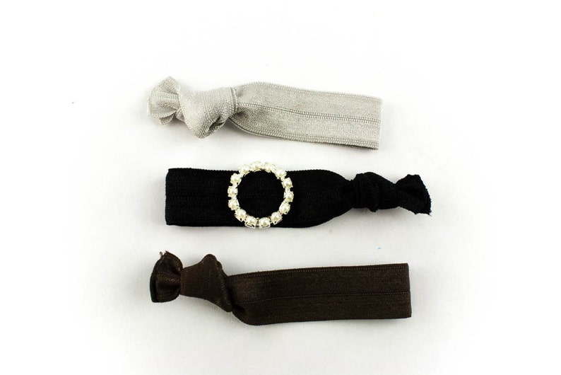 Fine Pearl Wreath Hair Tie Set 3 Pearl and Elastic Hair Ties that Double as Bracelets image 1