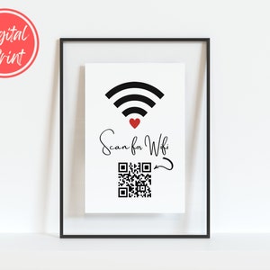 Scan for WIFI QR code Digital Download Print, Wall Art