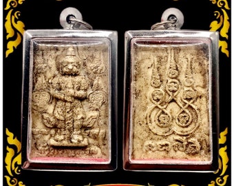 K409 Thai Amulet pendant, Tao Wessuwan God, Buddha, Talisman, Giant Guardian, Lucky, Charm, Richs, Prosperity, Vintage Antique Free Shipping