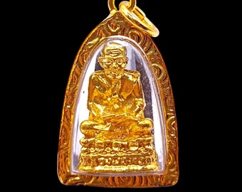 K422 LP Tuad Ciondolo Changhai Tempio Buddha tailandese amuleto Talismano Portafortuna Fortuna Magia successo ricchezza Successo Protezione Sicurezza Thailandia